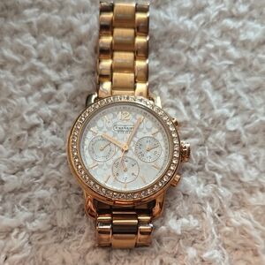 Coach Rose Gold Crystal-Bezel Women's Chronograph Watch NO BOX